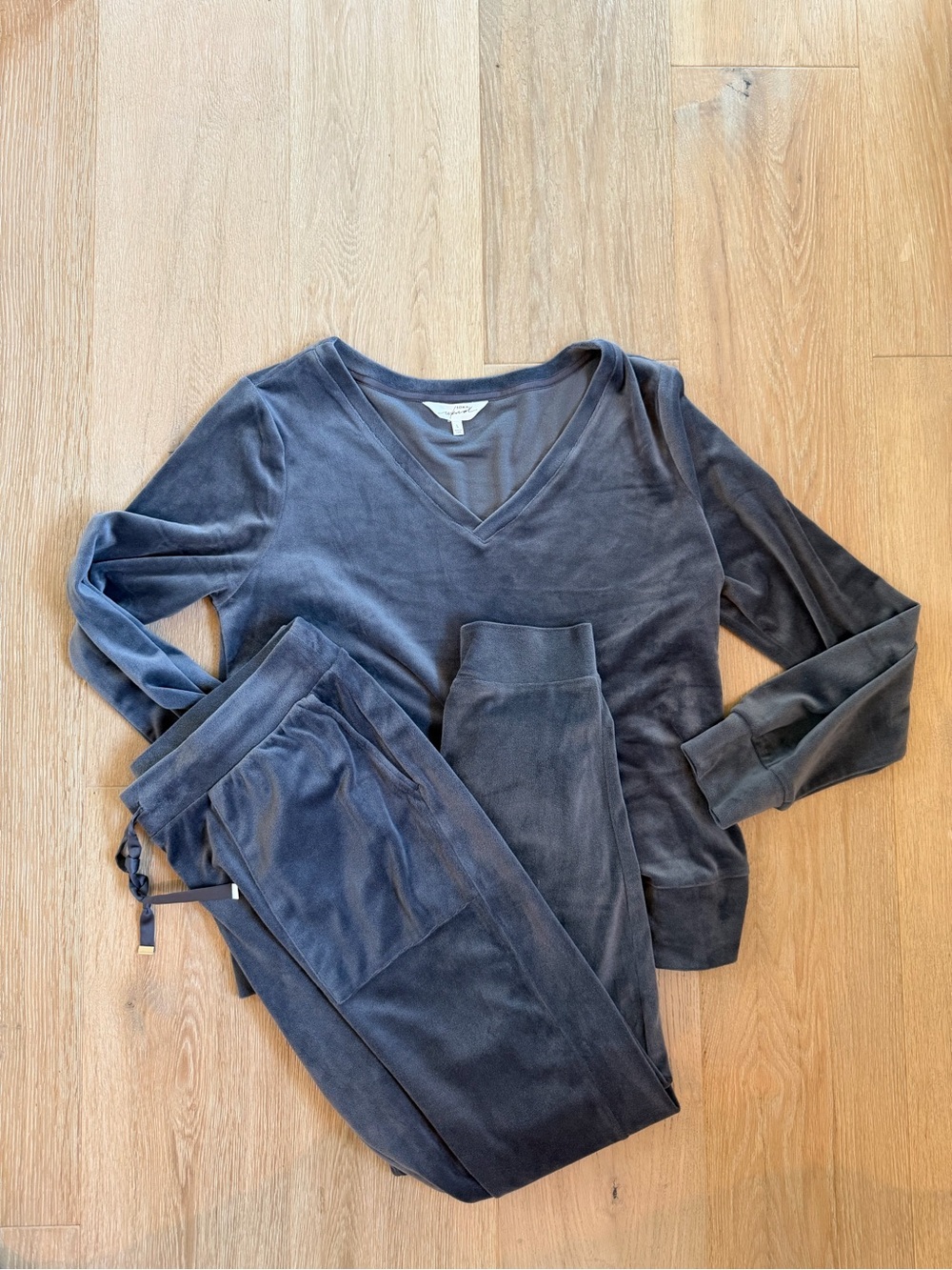 Soma Cozy V-Neck Velour Lounge Set - Slate Size Large
